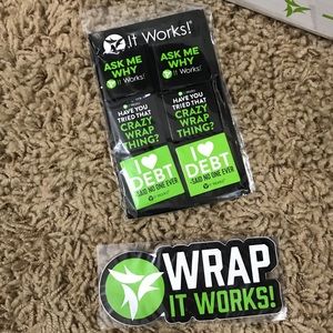 ItWorks buttons and car sticker
